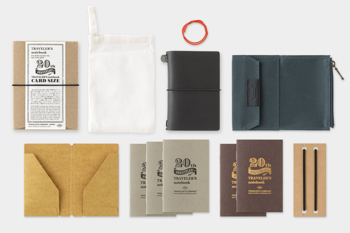 TRAVELER'S Notebook 20th Anniversary Set (Card Size) - Black