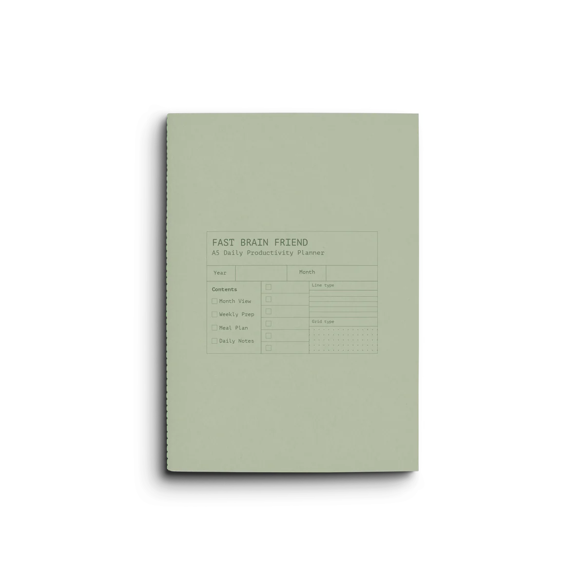 Creator's Friend Fast Brain Daily Productivity Planner A5 - Sage Green